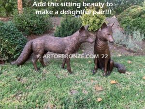 Alert bronze mascot fox sculpture for gallery, art in public places or school mascot