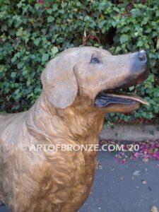 Buddy custom, gallery quality bronze sculpted golden retriever dog monument