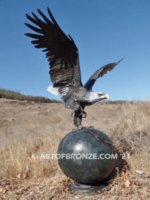 On Eagles Wings bronze sculpture of eagle monument for public art