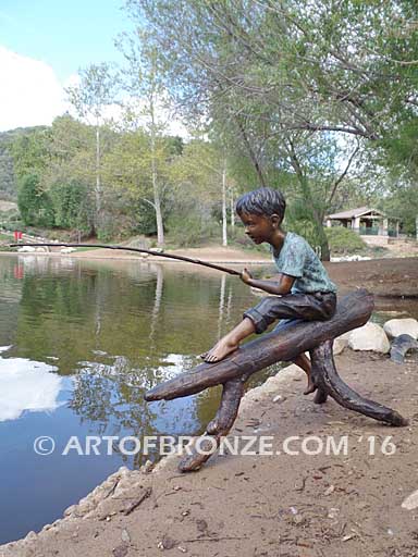 Fish'n Day - Boy Fishing Bronze Statue - Art of Bronze