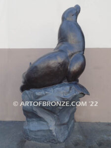 Beach Master bronze sea lion mascot statue for zoo, university or school