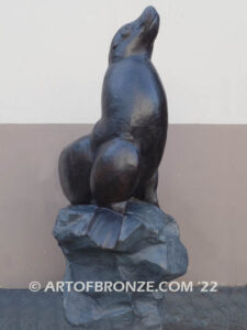 Beach Master bronze sea lion mascot statue for zoo, university or school