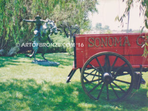 The Bronco Buster bronze sculpture after Frederic Remington featuring cowboy on horse