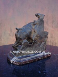 Buffalo Rubbing Rock bronze statue bookend after Charles Russell