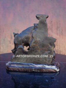 Buffalo Rubbing Rock bronze statue bookend after Charles Russell