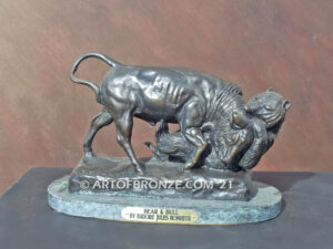 Fighting Bull and Bear of Wallstreet bronze sculpture after Isadore Bonheur
