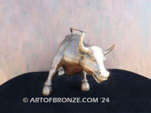 Bull Market Wall Street charging bull bronze sculpture