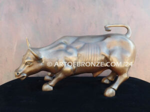 Bull Market Wall Street charging bull bronze sculpture