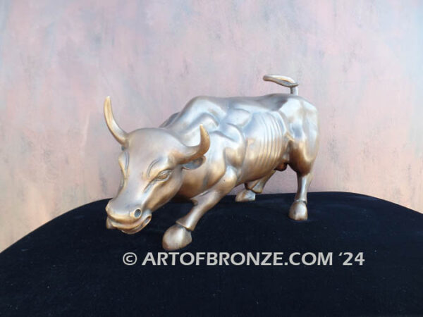 Bull Market Wall Street charging bull bronze sculpture