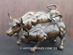 Bull Market Wall Street charging bull bronze sculpture