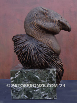 California Condor limited-edition lost wax bronze sculpture of condor bust