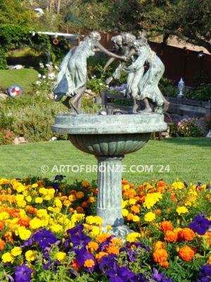 Dancing Joy bronze sculpture fountain of four joyously dancing women