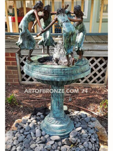 Dancing Joy bronze sculpture fountain of four joyously dancing women