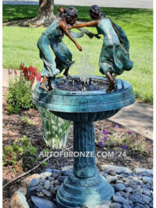 Dancing Joy bronze sculpture fountain of four joyously dancing women