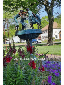 Dancing Joy bronze sculpture fountain of four joyously dancing women