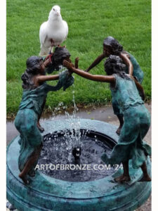 Dancing Joy bronze sculpture fountain of four joyously dancing women