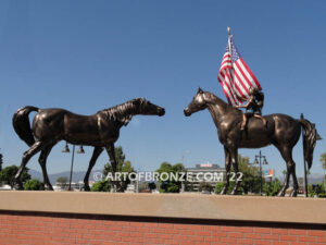 Grand Parade Heroic and monumental bronze equestrian stallion horses for ranch or equestrian center