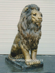 Hail the King high quality cast bronze African lion regally sitting down