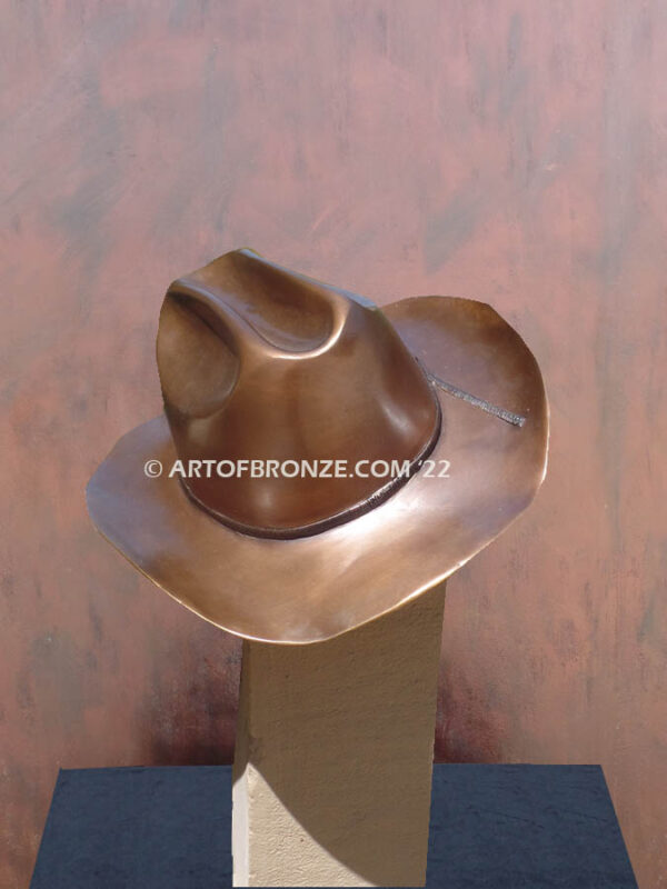 Happy Trails bronze sculpture life-size Stetson cowboy hat