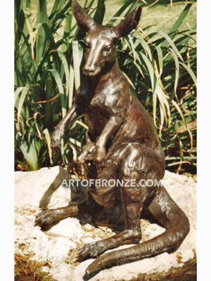 Kangaroo & Joey fine art gallery bronze sculpture Australian wildlife