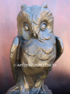 Knowledge & Wisdom lost wax bronze statue casting of stylized owl gift or award