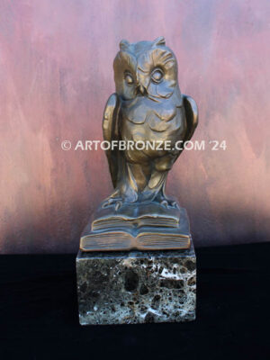 Knowledge & Wisdom lost wax bronze statue casting of stylized owl gift or award