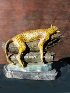 Lazy Afternoon high quality bronze cast indoor resting cheetah bronze statue