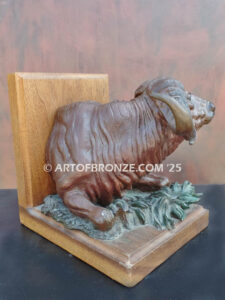 Lazy Afternoon cape buffalo bookend bronze statue artwork