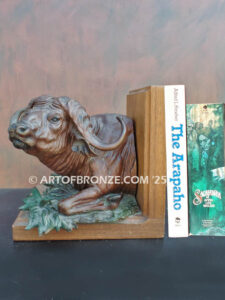 Lazy Afternoon cape buffalo bookend bronze statue artwork