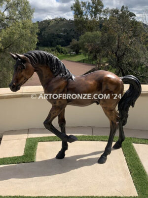 Legacy bronze statue of standing foal horse for ranch or equestrian center