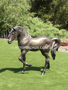 Legacy bronze statue of standing foal horse for ranch or equestrian center