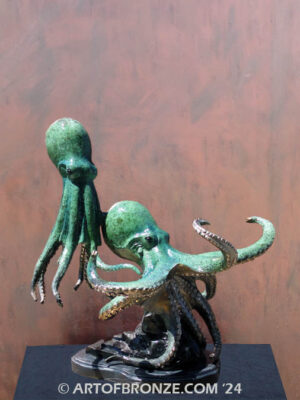 Lore of the Deep bronze sculpture of two octopuses for gallery, museum or private collector