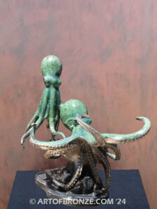 Lore of the Deep bronze sculpture of two octopuses for gallery, museum or private collector