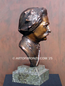 Mark Twain bronze statue lifelike bust of famous author