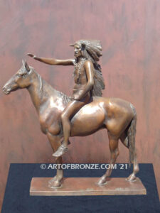 Medicine Man Native American on horse bronze statue after Cyrus Edwin Dallin