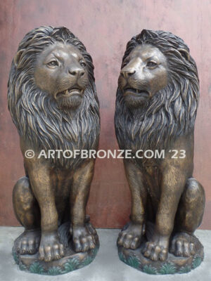 Royal Guardians high quality cast bronze statue right/left pair of guardian lions