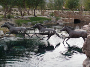 Running Spirit bronze sculpture of running thoroughbreds for Griffin Ranch in La Quinta, CA