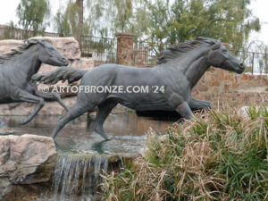 Running Spirit bronze sculpture of running thoroughbreds for Griffin Ranch in La Quinta, CA