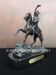 Scalp bronze statue Native American Indian on horse after Frederic Remington