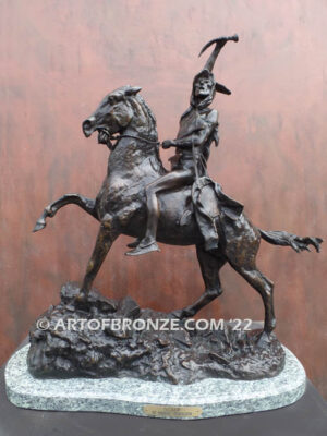 Scalp bronze statue Native American Indian on horse after Frederic Remington