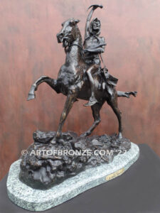 Scalp bronze statue Native American Indian on horse after Frederic Remington