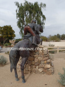 Show Jumping Olympic equestrian bronze sculpture horse and rider equestrian statue for Griffin Ranch in La Quinta, CA