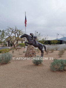 Show Jumping Olympic equestrian bronze sculpture horse and rider equestrian statue for Griffin Ranch in La Quinta, CA