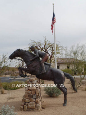 Show Jumping Olympic equestrian bronze sculpture horse and rider equestrian statue for Griffin Ranch in La Quinta, CA