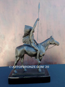 Signal of Peace Native American on horse holding spear bronze sculpture after Cyrus Edwin Dallin