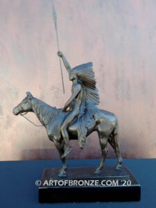 Signal of Peace Native American on horse holding spear bronze sculpture after Cyrus Edwin Dallin