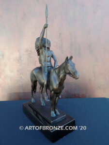 Signal of Peace Native American on horse holding spear bronze sculpture after Cyrus Edwin Dallin