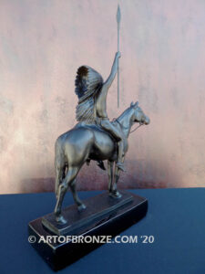 Signal of Peace Native American on horse holding spear bronze sculpture after Cyrus Edwin Dallin