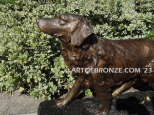 Spaniel gallery & custom quality bronze sculpture of walking dog