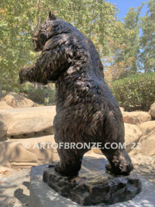 Striking Thunder monumental outdoor bronze sculpture of ferocious grizzly bear